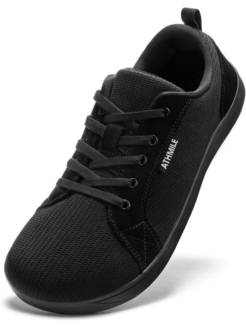 Men's Black Wide Toe Box Zero Drop Sneakers Earthing Minimalist Athletic Shoes